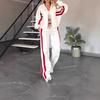 Women Two Piece Set Pants Striped Jacket Sets Y2k Tracksuit Autumn Spring Long Pant Casual Outfit