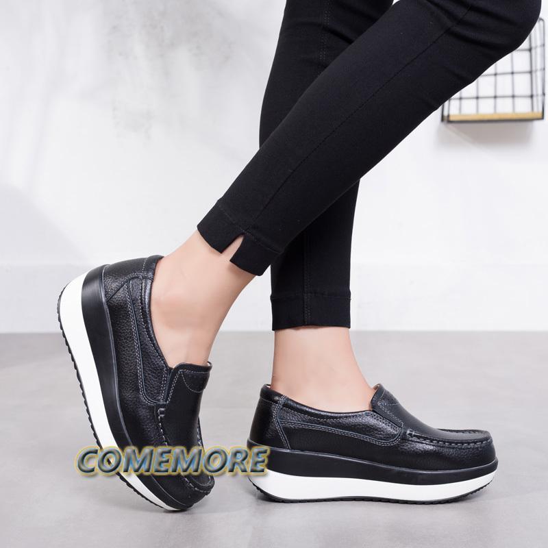 Woman Platform Loafers Summer Ladies Elegant PU Leather Moccasins Shoes Autumn Slip On Casual Fashion Women's Shoes Comfortable
