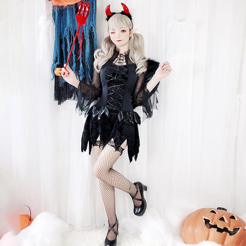 Halloween costume for adults, female angel or demon, black cosplay Witch vampire bride costume performance