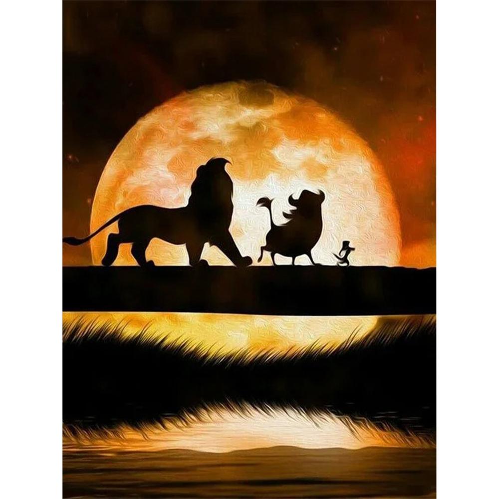 Disney Алмазная живопись Силуэт Тимона, Пумбы и Симбы Арт 5D Алмазная живопись Вышивка Искусство Вышивка крестом Декор комнаты