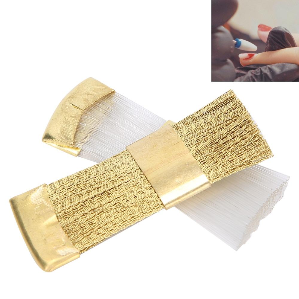 2 Pieces Brass Wire Nail Art Bits Cleaning Brush Mini Size Nail Dust Brush For Manicure