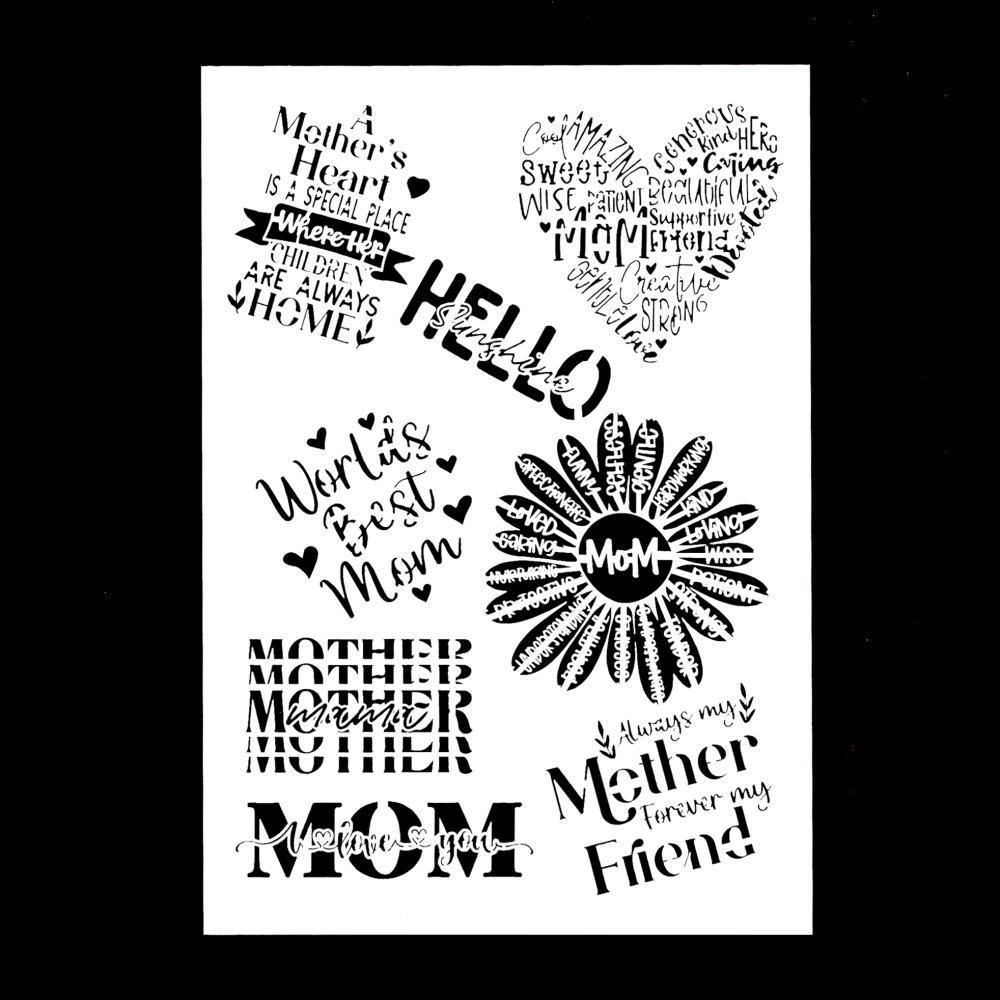 A4 Size Decorative Reusable Mom Stencil Template Painting Stencils for DIY Crafts Scrabooking Painting On Wood,Canvas,Floor,Wall and Tile