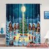 2pcs,Curtains Christmas Tree Snow Night Modern Curtains Machine Washable Fabric Curtains Room Decor Ldeal for Room, Kitchen,