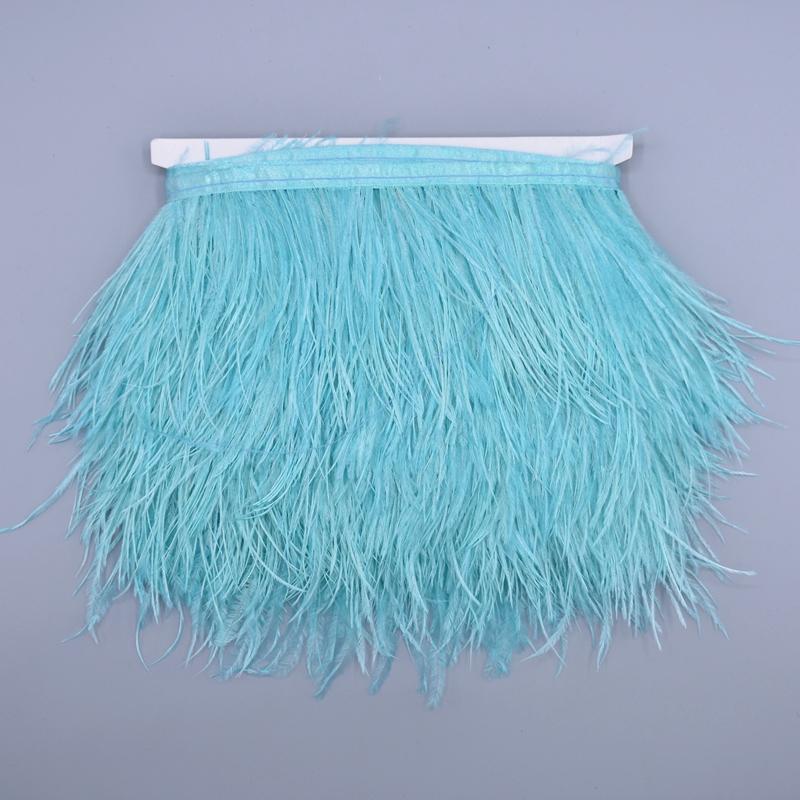10Meters Colored Ostrich Feathers On Ribbon Trim 8-10Cm Skirt Fringe On Tape Ostrich Feather Trims Sewing Trimmings Decoration