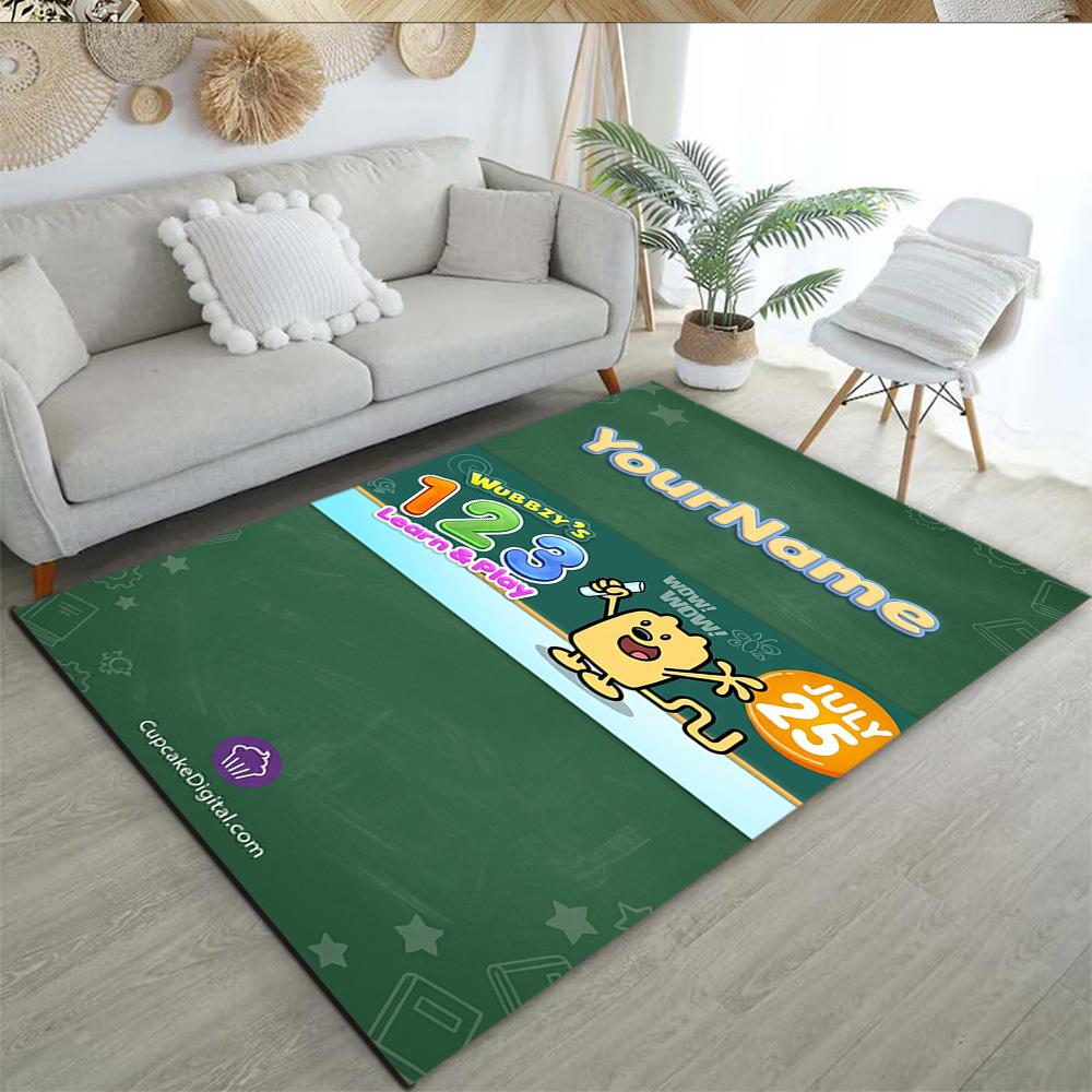 Wow! Wow! Wubbzy Personalized Text Floor Rug Office Rug Perfect for Kitchen Playrooms Balcony Living Rooms Antislip Carpet Office home decor