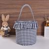 1 шт. клетчатая пасхальная корзина для украшения вечеринки, хлопковый холст, подарочная сумка для хранения конфет с ручками, клетчатая ткань
