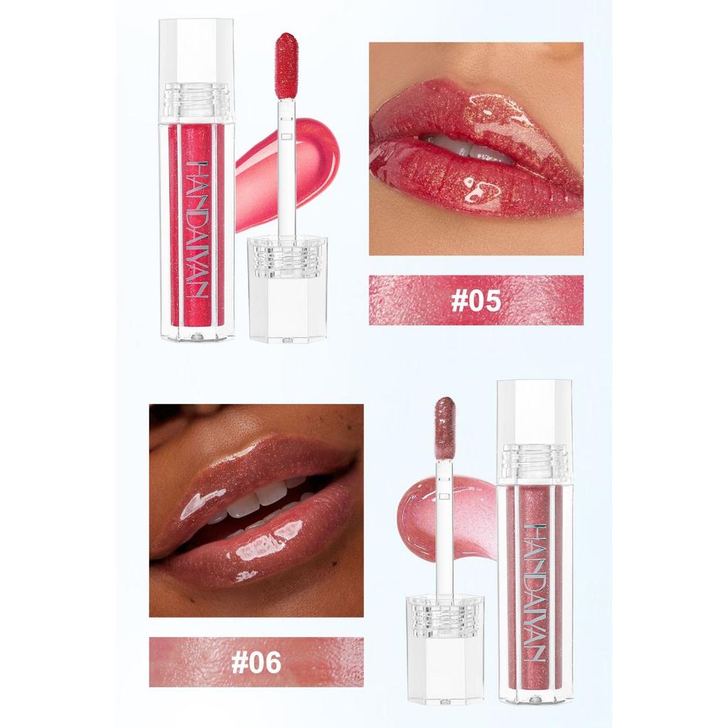 HANDAIYAN Перламутровый блеск для губ, легкая текстура, водостойкий, устойчивый к поту и не скатывающийся, подходит для ежедневных поездок на работу и вечеринок.