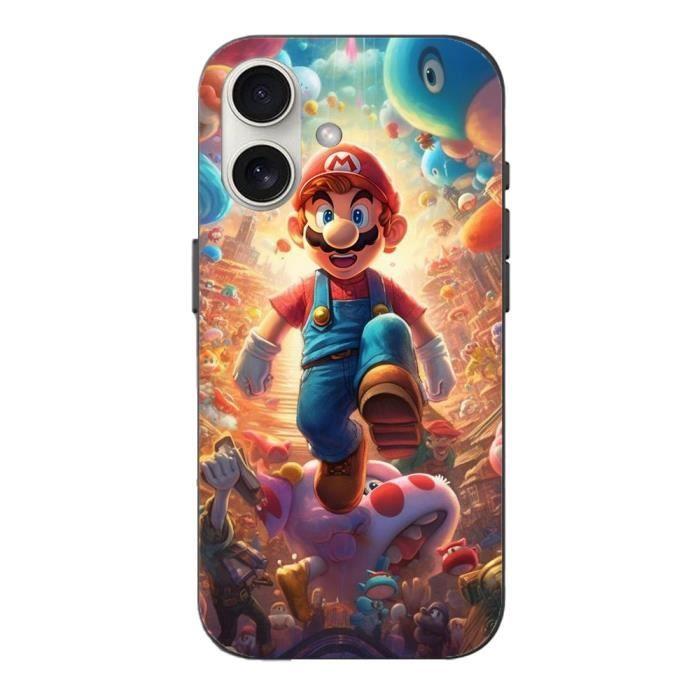 Coque - Super Mario Bros - Iphone 16 Plus - Souple - Noir - Mixte