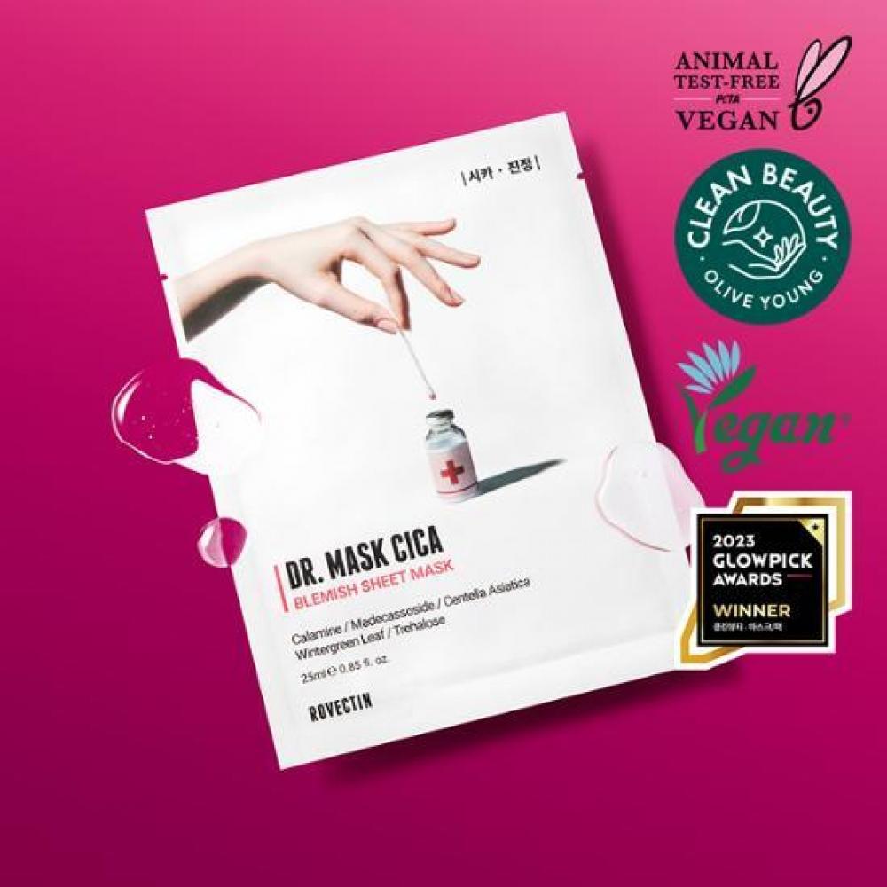 Rovectin [экстренная успокаивающая маска для лица] Rovectin Doctor Mask Cica 1 лист Успокаивающая маска 1 лист