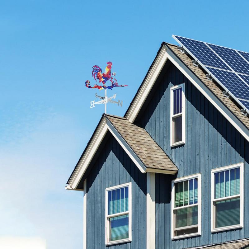Флюгер в виде петуха, флюгер для крыши, ретро металлический указатель направления ветра, фермерская сцена, садовый арт-декор, крыша, сад, двор