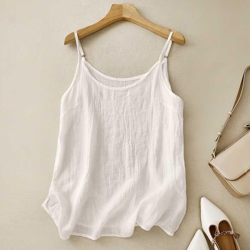 Женская мода свободный повседневный хлопковый льняной жилет-топ