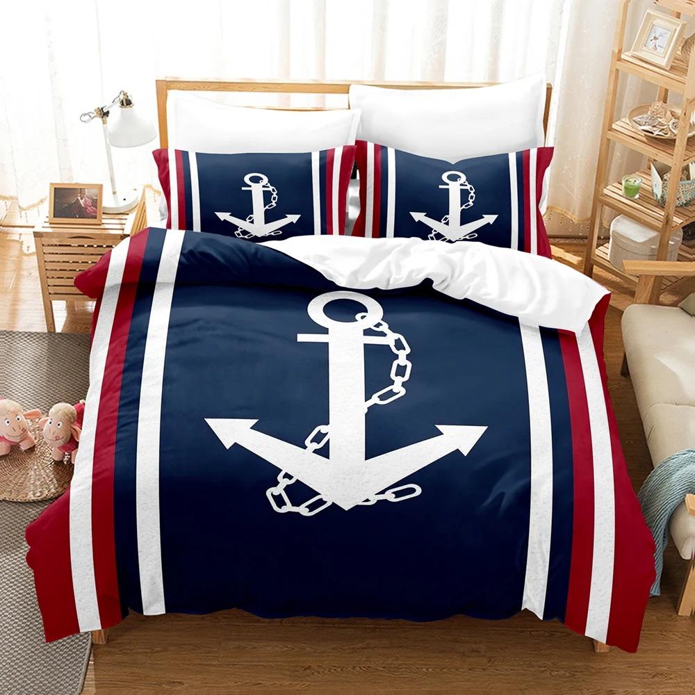 Nautical Ocean Anchor Bedding Sets 2026 Ocean Spirit Duvet Cover Bedding Set King Queen Bed Linen With Pillowcase Bedclothes