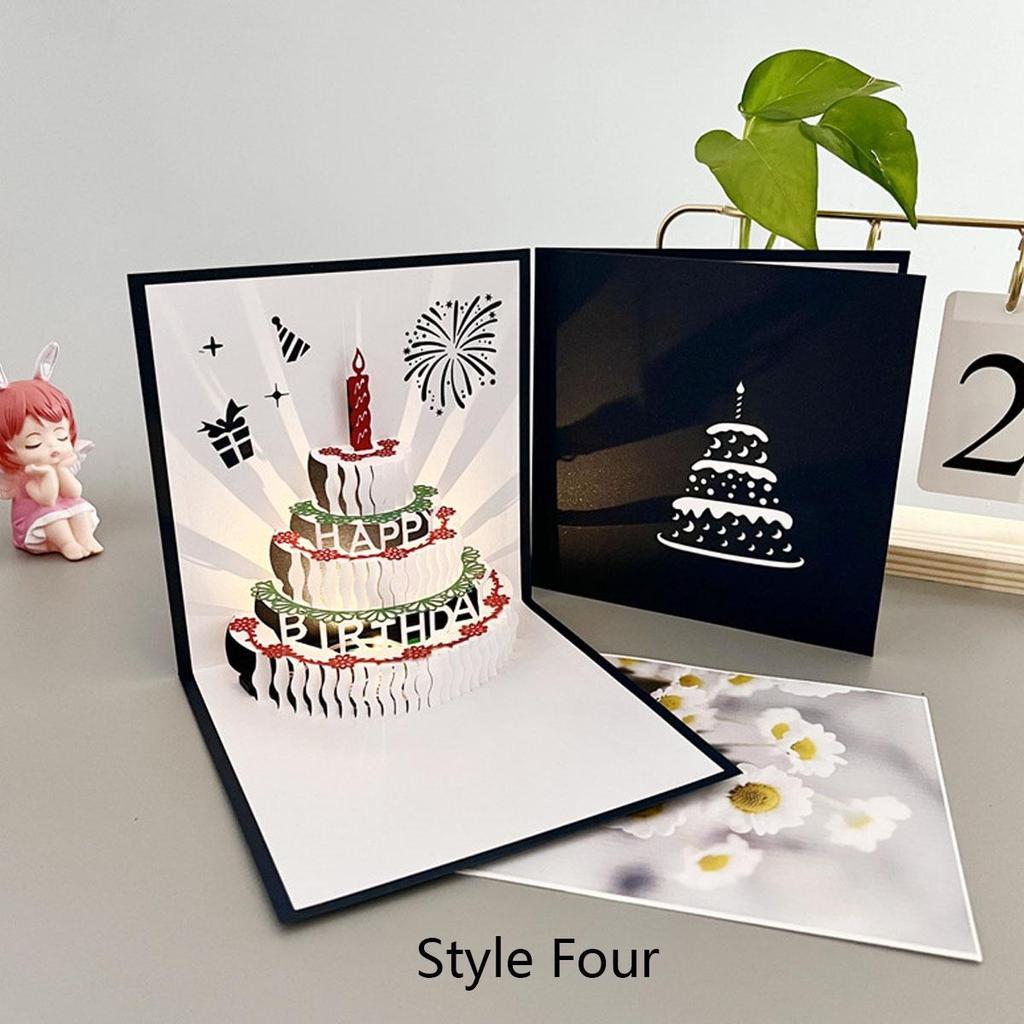 3D всплывающие поздравительные открытки, согревающая светодиодная подсветка, торт ко дню рождения, музыка, поздравительные открытки с днем рождения, всплывающие поздравительные открытки, лазерная резка, лучшие открытки с днем рождения