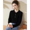 TUHUANG Women's Pure Wool Knitted Polo Collar Sweater