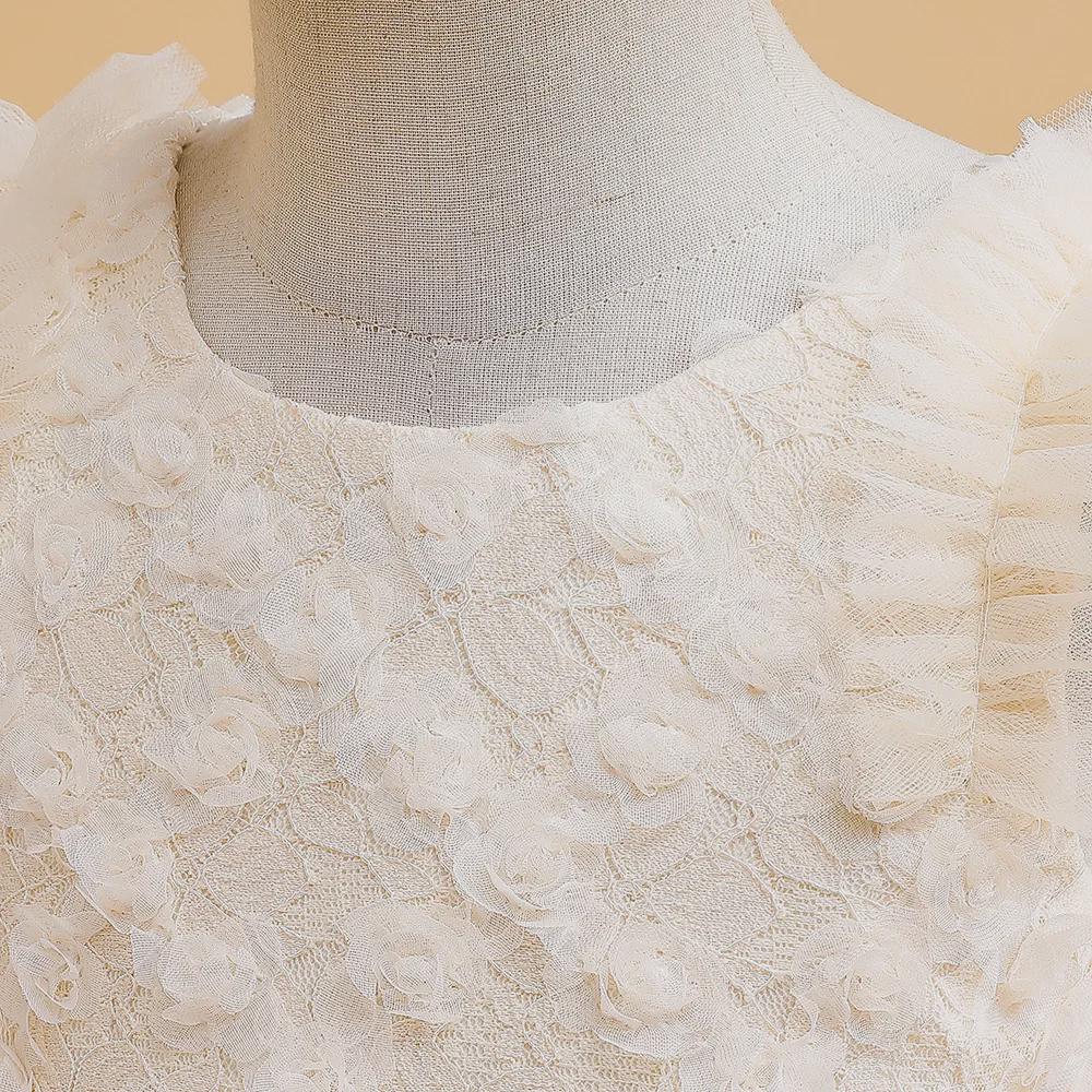 Детское сетчатое пышное свадебное и праздничное длинное платье в европейском и американском стиле с рукавами-крылышками