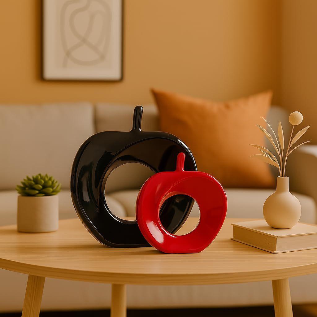 Красивая керамическая витрина для домашнего декора в форме яблока (Упаковка из 2 штук, цвет черный и красный)