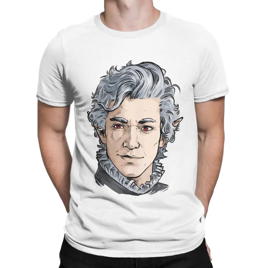 Astarion Baldurs Gate Vampire T-Shirts for Men Vintage 100% Cotton Tee Shirt Crewneck Short Sleeve T Shirt Birthday Clothes