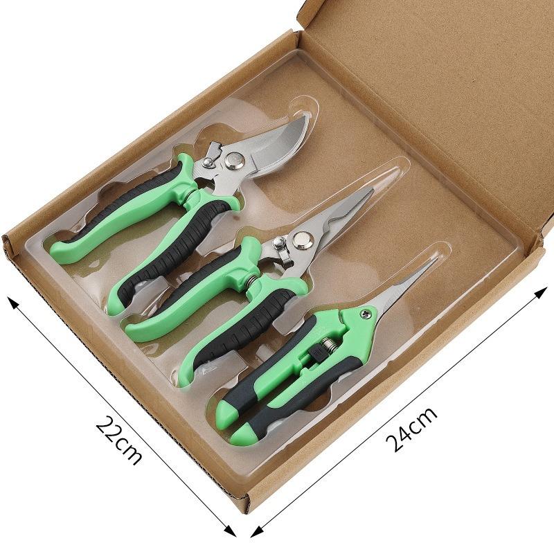 3PC Professional Garden Scissors for Branch Trimming Fruit Tree Pruning Heavy Duty Household Gardening Shears Stainless Steel