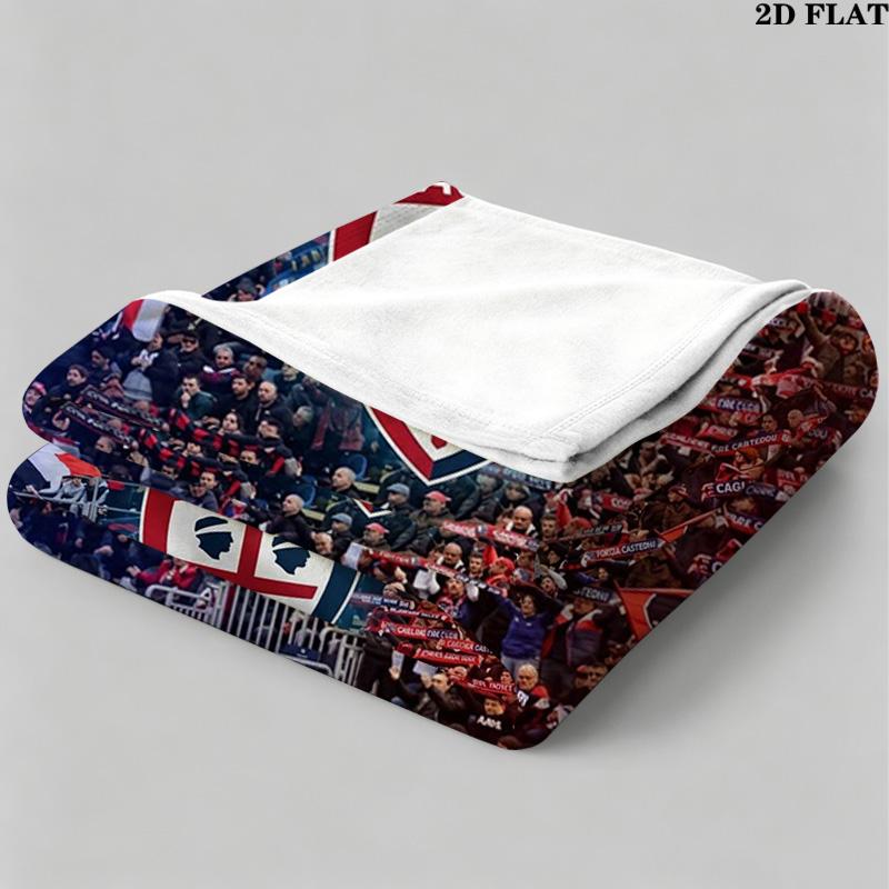 Cagliari FC Print Flannel Blanket High Quality Warm Comfortable Cover for All Seasons Perfect for Gifts Home Decor