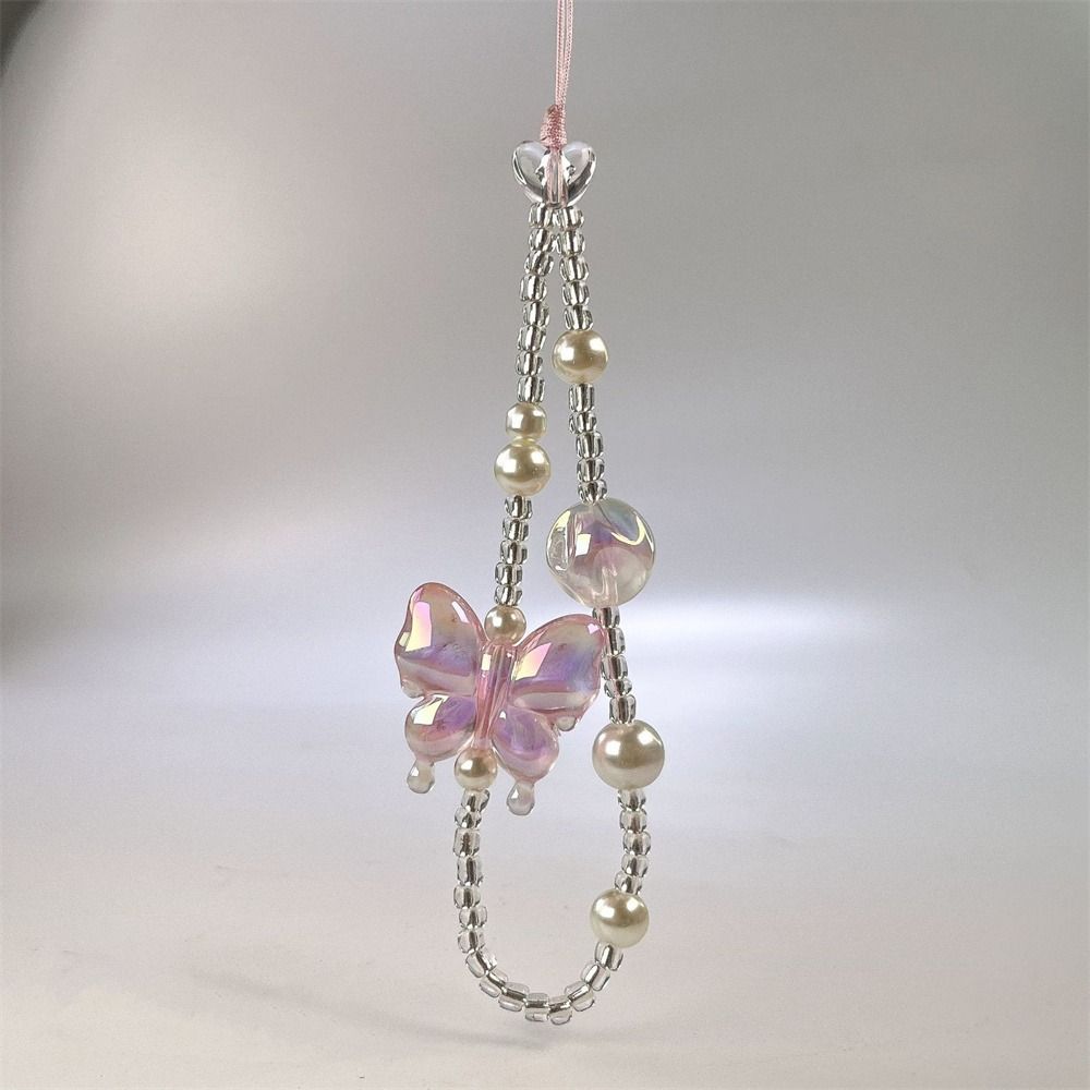 Y2K Silver Phone Lanyard Clear Star Beads Phone Chain Cell Phone Strap Bracelet Keychain