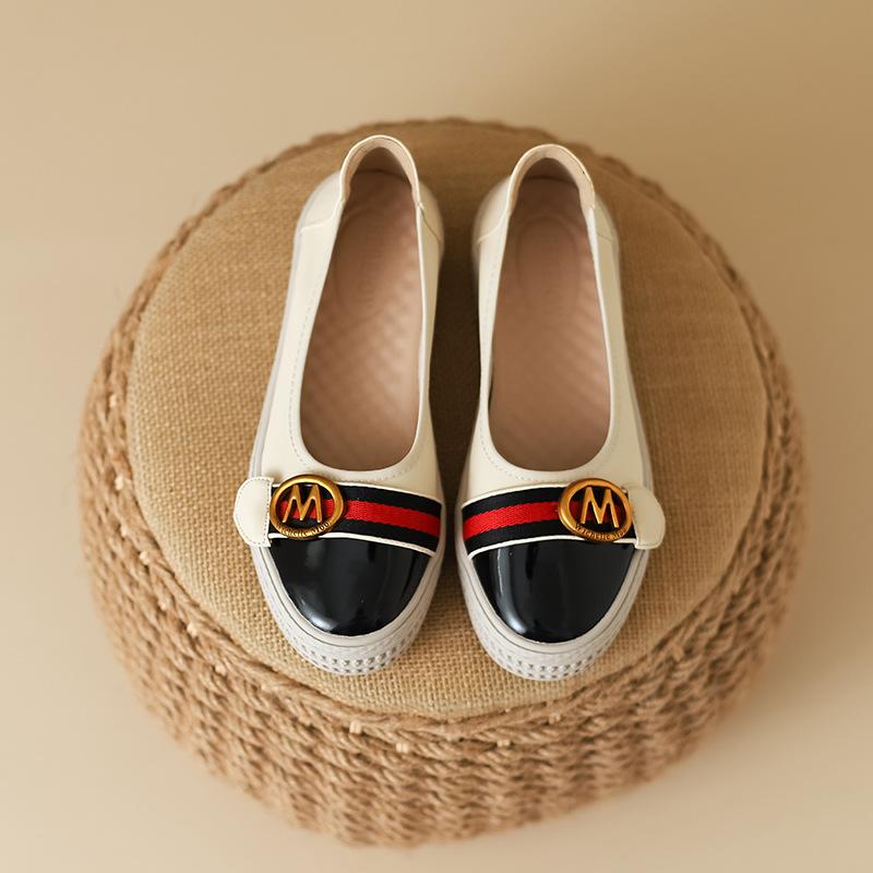 Женские туфли с пряжкой M, на плоской подошве, в стиле ретро, универсальные, на толстой подошве, повседневные, кожаные туфли на весну и осень