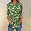 Women's 3/4 Sleeve Easter Egg Bunny Print Button Collar Fashion Casual Top