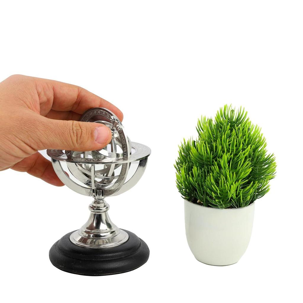 Wood Sphere Globe (floored Base - 4 Inch , Globe Size : 9 X 5 Inch, Brown)