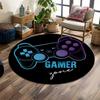 Gamer Zone Controller Design Print Round Rug, Living Room, Bedroom, Playroom Carpet, Non Slip Floor Mat, Gift