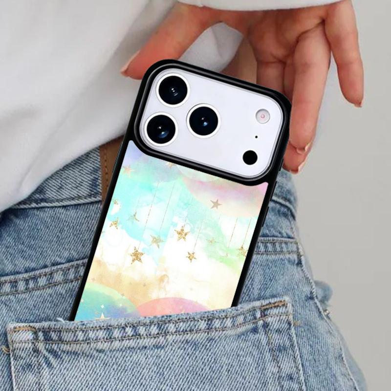 Пастельный чехол для телефона Луна и Звезды для iPhone 17ProMax 12 13 14 15 16e 17 Pro Max Plus Air Cover