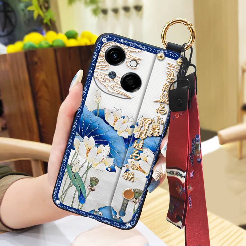 Грязеотталкивающий чехол для телефона с ремешком на запястье для Tecno POP9 4G/Spark GO 1/KL4 Противоударный Пыленепроницаемый Мягкий чехол Прочный ремешок