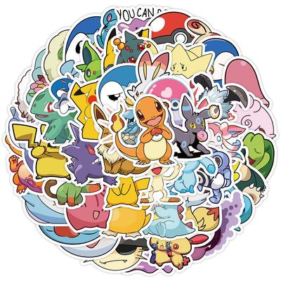 50 листов японских аниме стикеров-дудлов Pokémon, для стакана для воды, багажа, водонепроницаемые декоративные стикеры, креативные аниме стикеры