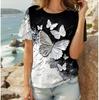XXS-6XL Plus Size Summer Fashion Women's T-Shirt Butterfly Stylish 3D Printed Casual Short Sleeved Tops Tees Women's Clothing