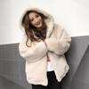 Осень и зима новая модная куртка из искусственного меха кролика рекс женская утолщенная плюшевая с капюшоном короткое пальто большого размера топ