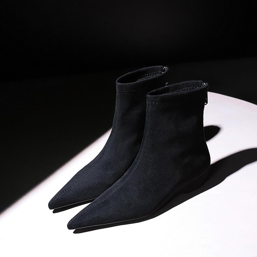 Ботильоны TRAF Vintage Brown Suede для женщин, модные короткие ботинки с острым носком и внутренним каблуком, зимняя обувь 2024 года, современная женская обувь