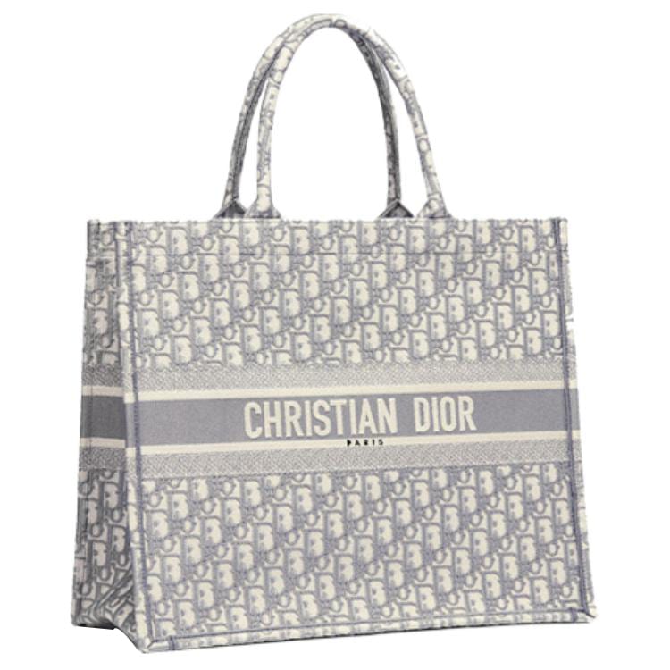 DIOR BookTote Embroidery Tote Bag, Shopping Bag, Shoulder Bag, Handbag Large Women's Gray M1286ZRIW-M932