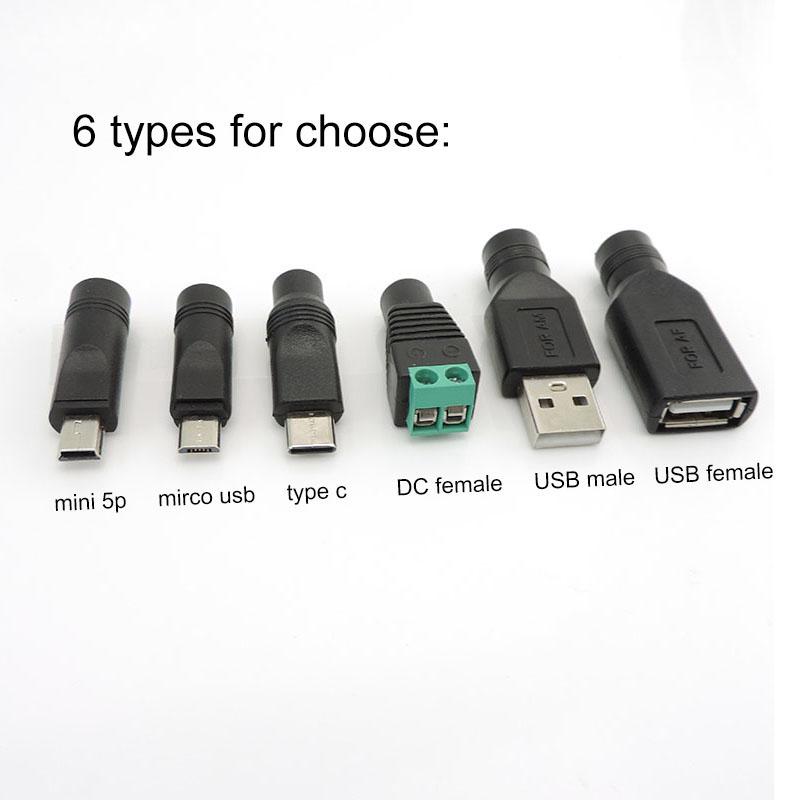 USB to DC 5 В 9 В 12 В USB типа «папа» и «женщина» Мини 5-контактный тип C Линия повышения мощности 5,5x2,1 мм Кабель-адаптер преобразователя модуля Step UP