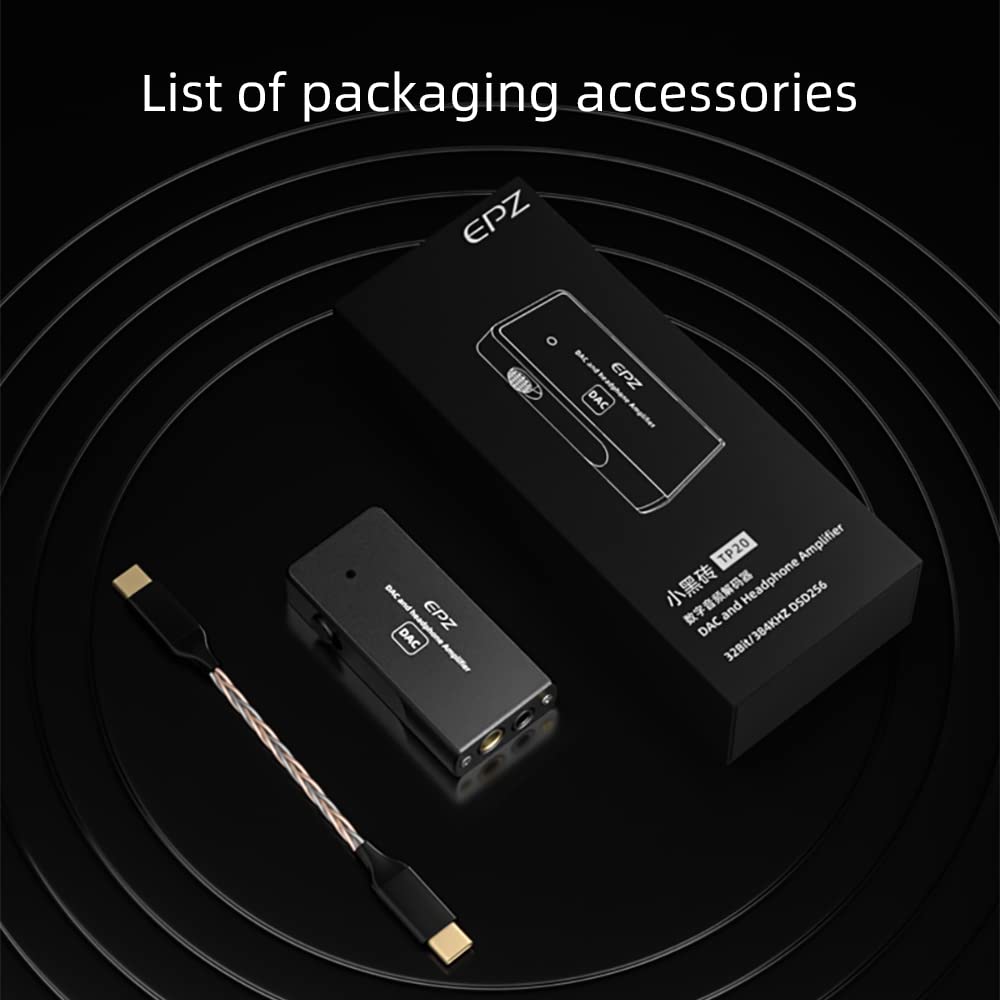 Hifi Kingdom EPZ TP20 Portable Headphone Amplifier Dual Type C for Android 32bit/384Khz/DSD256 3.5mm&4.4mm Output, (BLACK)