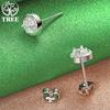 Luxury Noble 925 Sterling Silver Round AAA Zircon Stud Earrings For Women Simple Versatile Jewelry Birthday Wedding Party Gifts