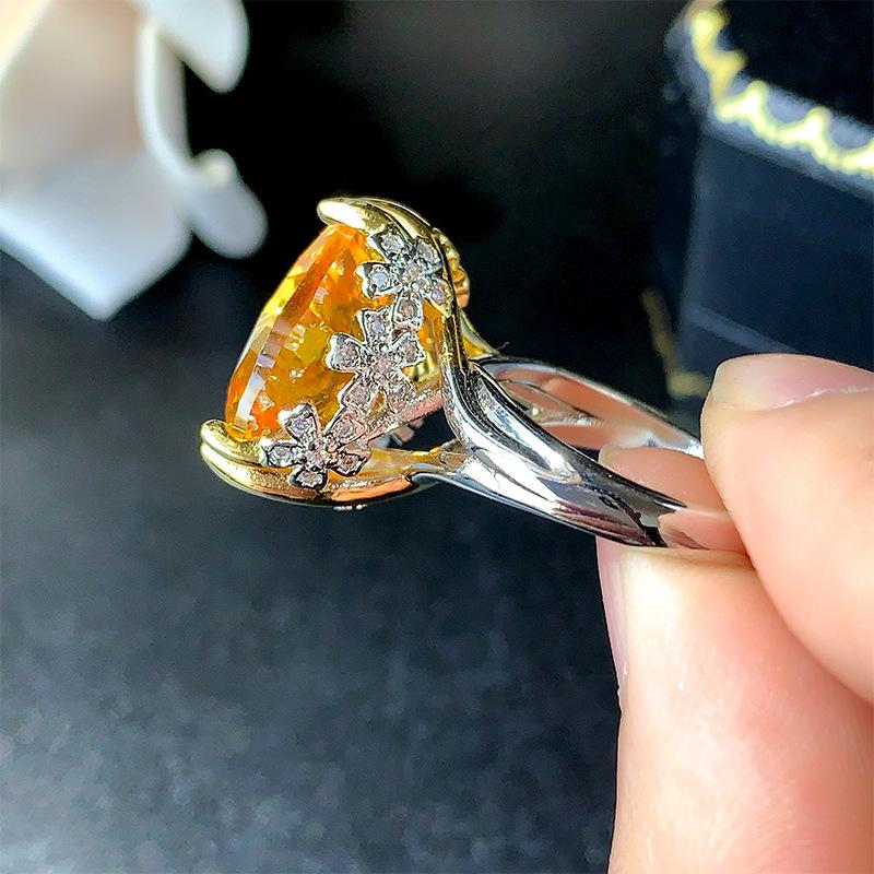 Осенние и зимние украшения, кольца, инкрустированные в форме сердца красочные сокровища, модная ретро-элитная легкая роскошная женская мода