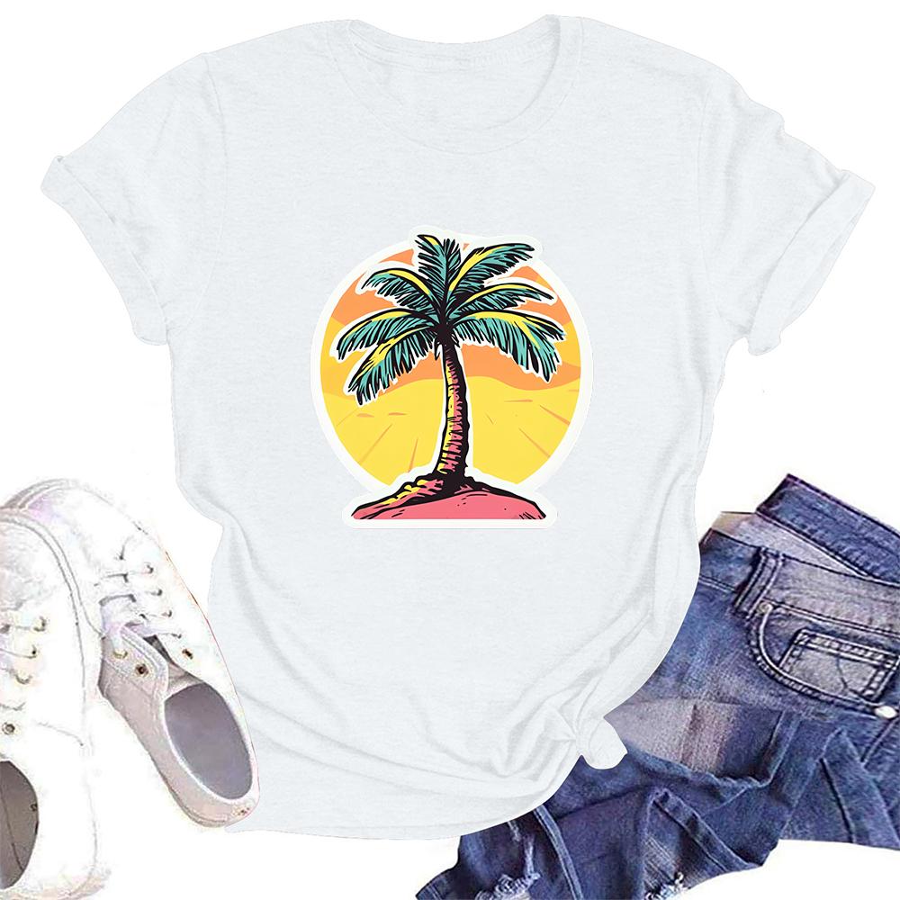 Женская повседневная свободная футболка с принтом, круглый вырез, пуловер, короткий рукав, топ