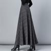 New Woolen Plaid Skirt for Women Mid-length Autumn and Winter Slimming High-waisted A-line Skirt Casual Long Skirt