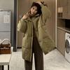 Хлопковое пальто большого размера для женщин Зимнее средней длины в корейском стиле Свободная хлопковая куртка Новое утолщенное пальто Повседневное хлопковое пальто