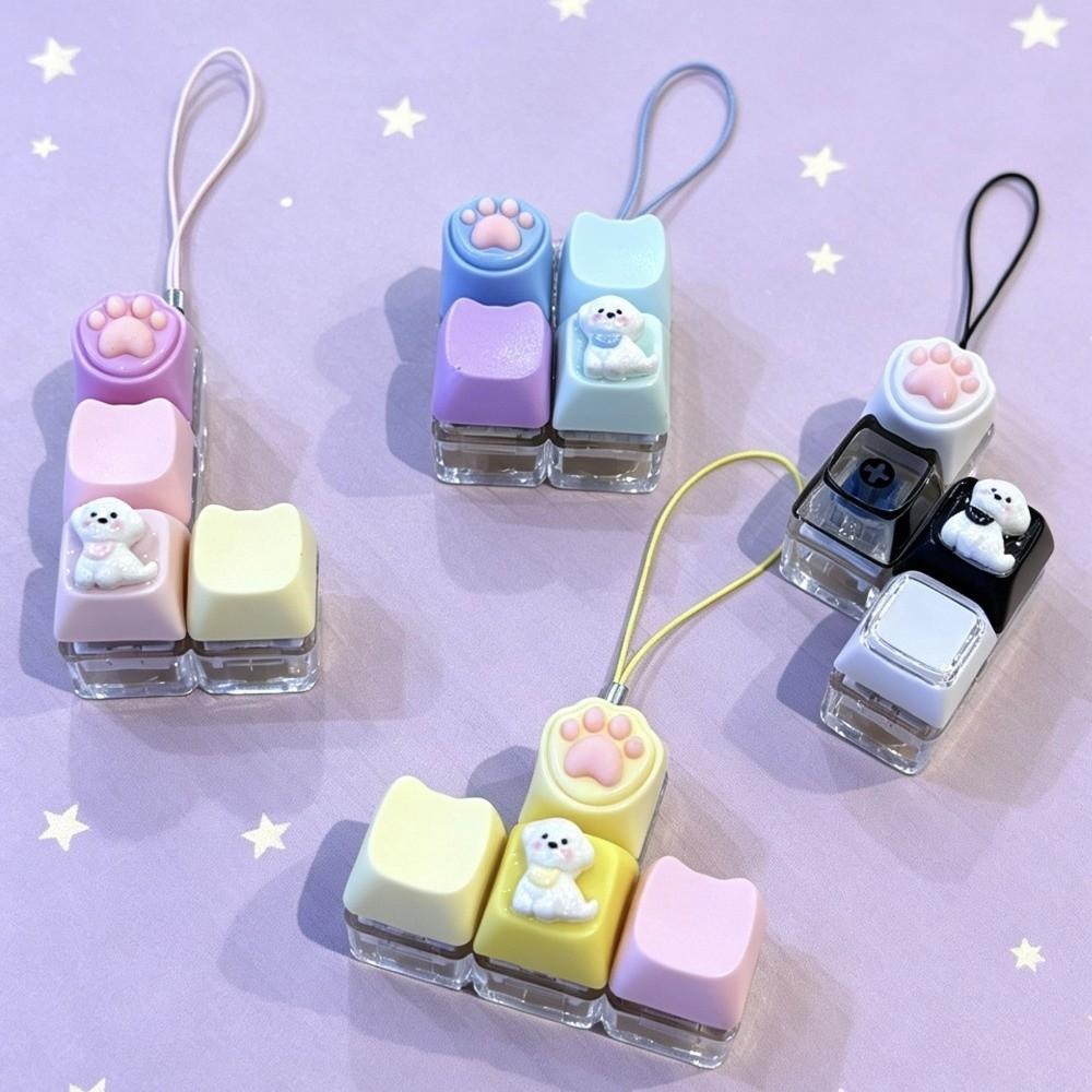 Plastic Fidget Buttons Pendant Cat Paw Fidget Clicker Keychain Pass The Boring Time