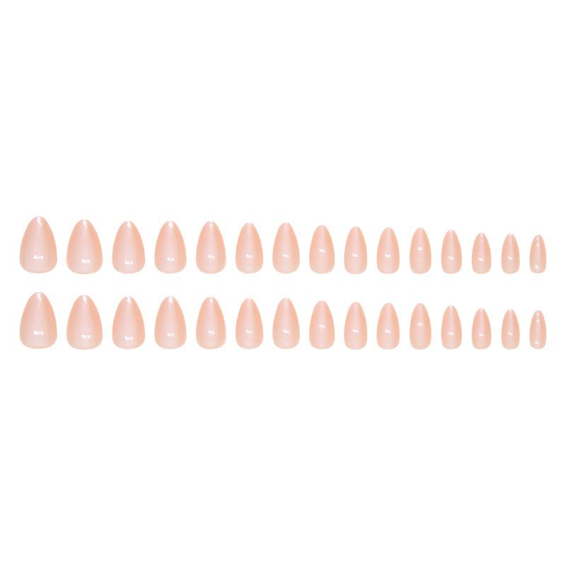 Light Color Almond-Shaped Stick-On Nails: Pure Desire, Removable, Ice Transparent, 30-Piece Set