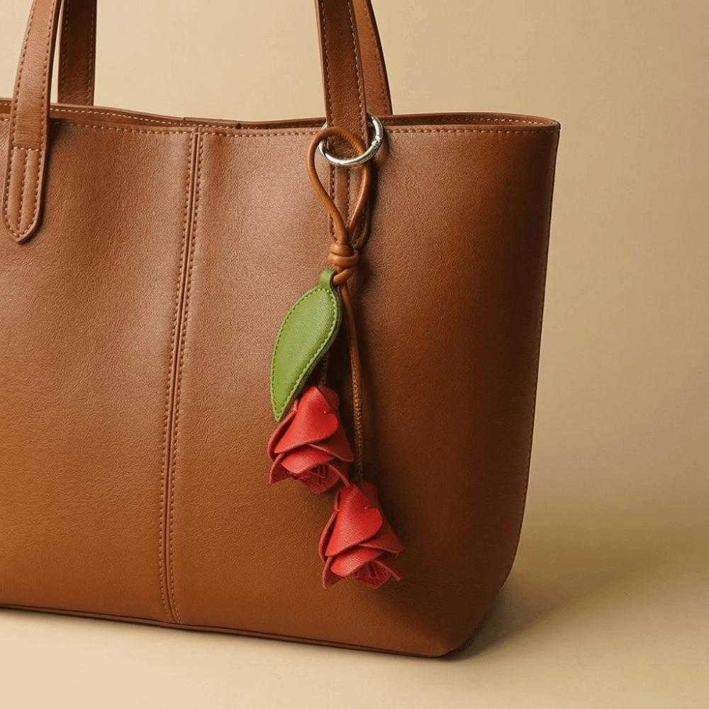 Colorful Pu Flower Keychain Leather Bag Charm Creative Tulip Bag Pendant Bag Accessory