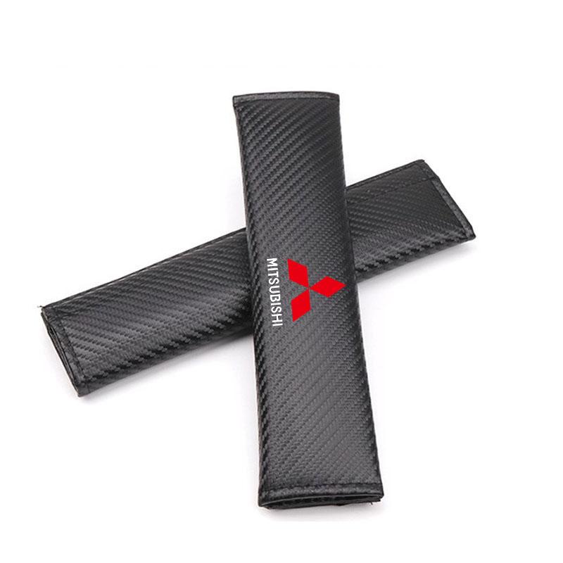 xksh2 Carbon Fiber Car Safety Belt Cover Shoulder Pad for Mitsubishi Outlander Lancer 10 ASX RALLIART Eclipse L200 Pajero Accessories