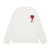 Unisex Cotton Knit Sweater With Heart Embroidery Round Neck Long Sleeve Casual Loose Fit 2025
