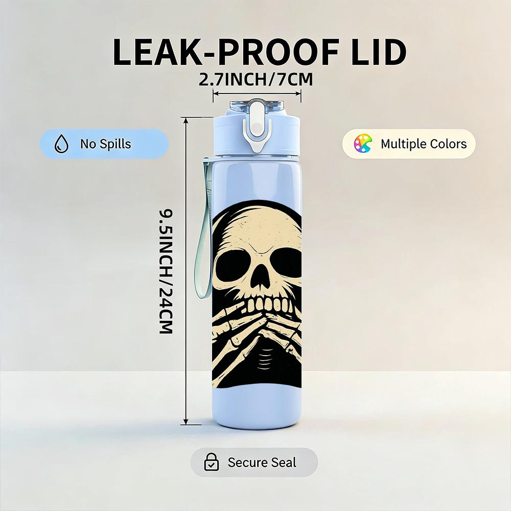 1PC Skeleton Hand Skull Bust 750ml Color Plastic Sports Water Bottle Leakproof Flip Straw Lid For Sports Office Home Use