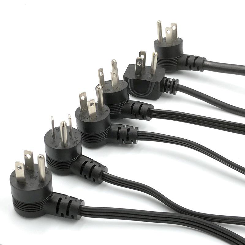 US Standard Three-Core Elbow Power Cord with C13 Connector, 10A/13A/15A, Three-Pin American Extension Cord