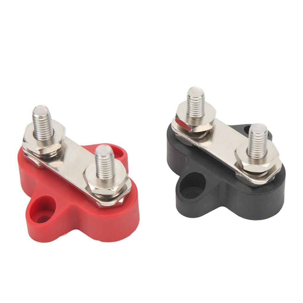 2pcs Power Distribution Terminal Block 48V M6 Positive Negative 2 Studs Battery Junction Block